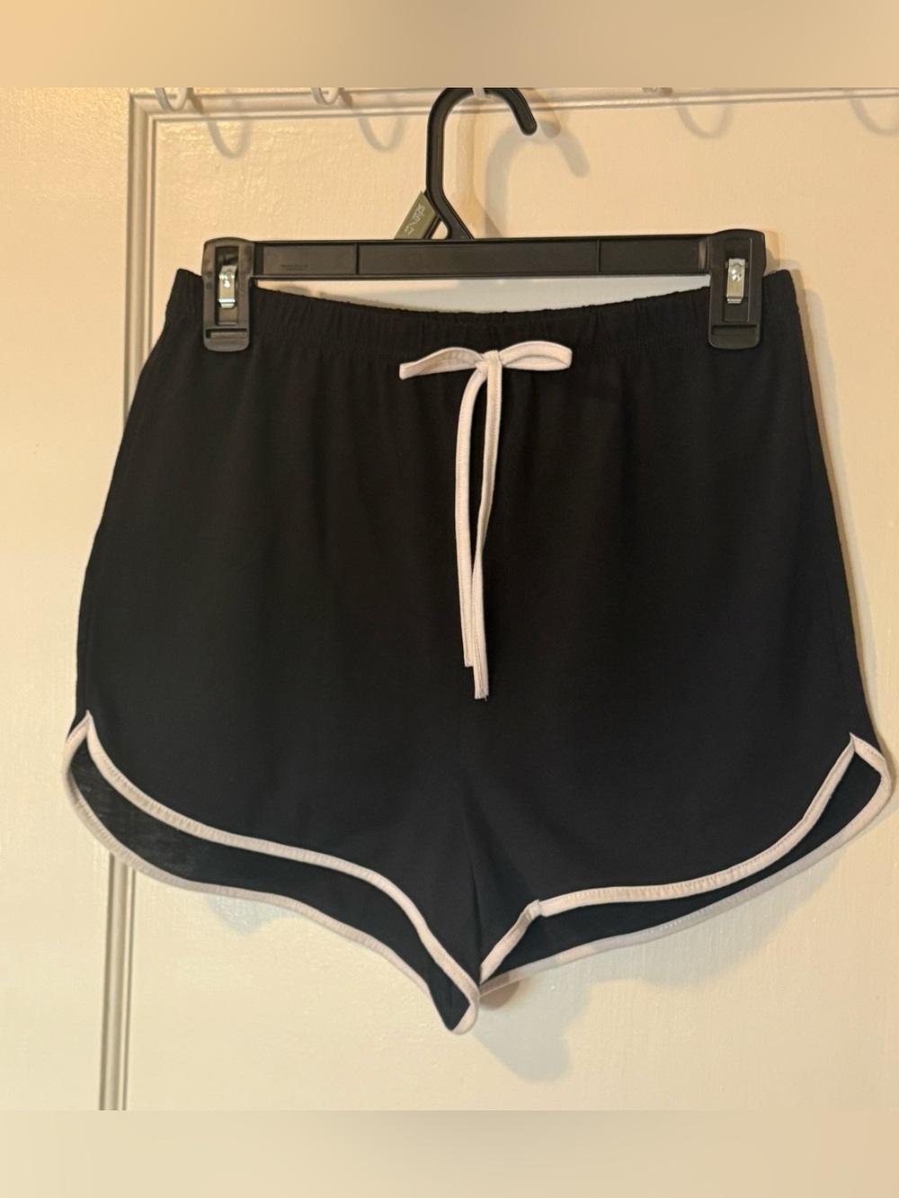 Black Pajama Shorts with White Contrast Trim Loungewear